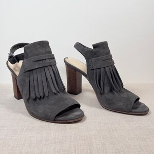 Via Spiga Kilty Peep Toe Suede Slingback Sandals 8M